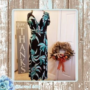 NWOT Black/Teal Floral Dress